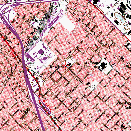 Topographic Map of Billy Dade Elementary School, TX