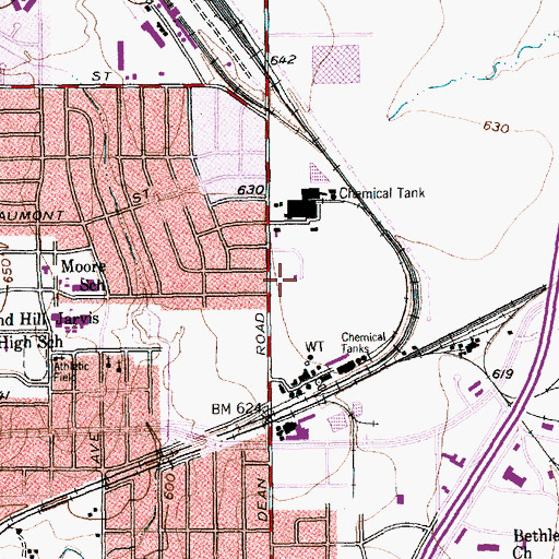 Topographic Map of Cesar Chavez Elementary School, TX