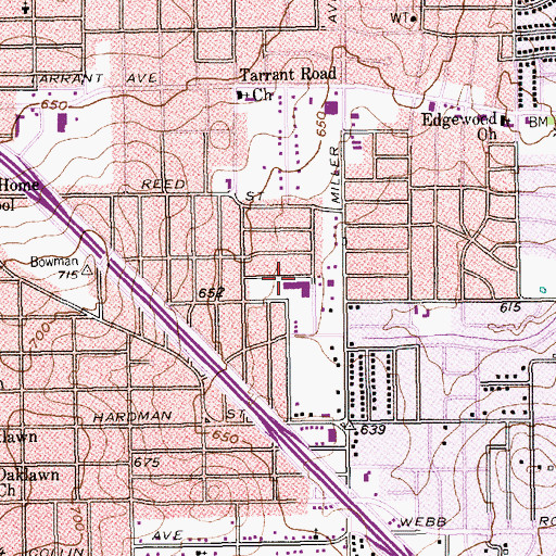 Topographic Map of Christine C Moss Elementary School, TX