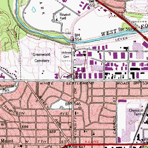 Topographic Map of District Wide Elementary School, TX