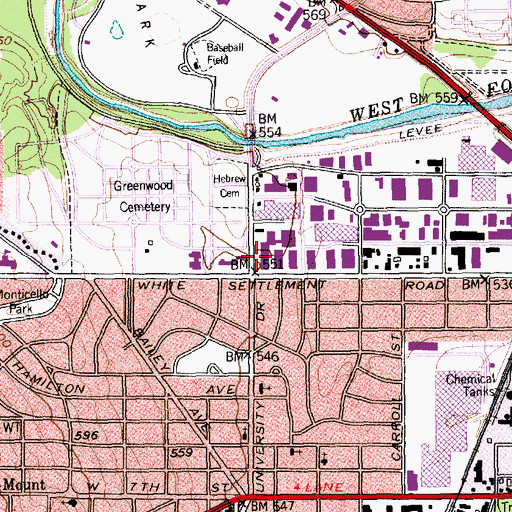 Topographic Map of District Wide Middle School, TX