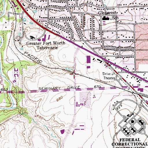 Topographic Map of Fort Worth Can Academy, TX