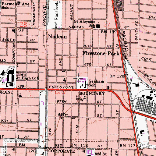 Topographic Map of Graham Elementary School, CA