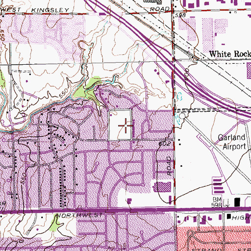 Topographic Map of Highland Meadows Elementary School, TX