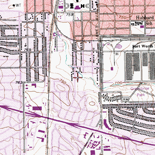 Topographic Map of Seminary Hills Park Elementary School, TX