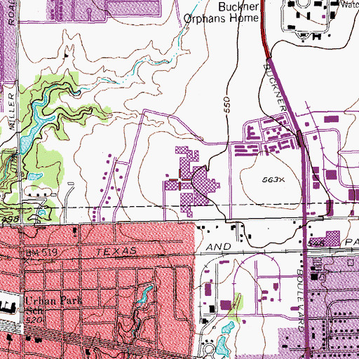 Topographic Map of Skyline High School, TX