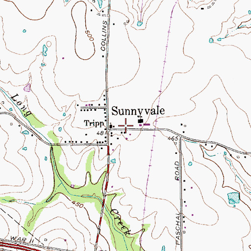 Topographic Map of Sunnyvale Middle School, TX