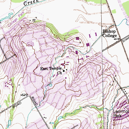 Topographic Map of Texans Can Academy at Paul Quinn, TX