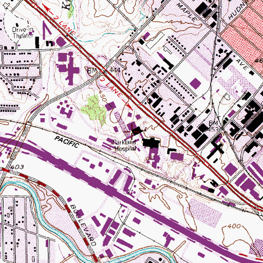Topographic Map of University of Texas Southwestern Medical School, TX