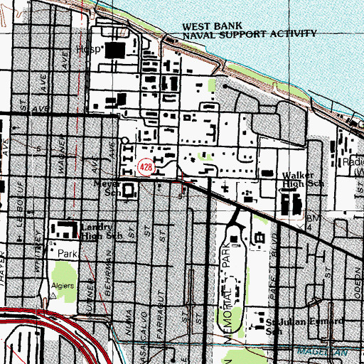 Topographic Map of Adventist Community Services Center, LA