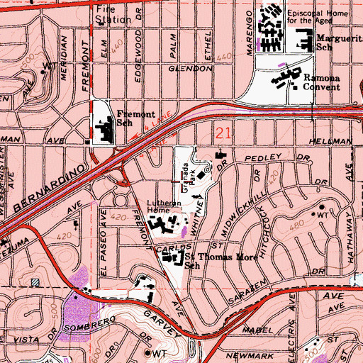 Topographic Map of Granada Park, CA