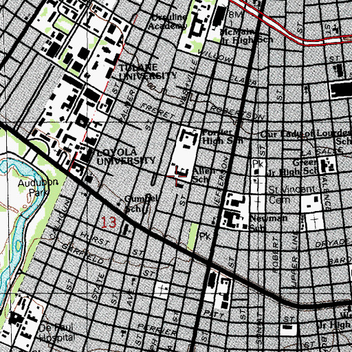 Topographic Map of Association For Retarded Citizens of Greater New Orleans, LA