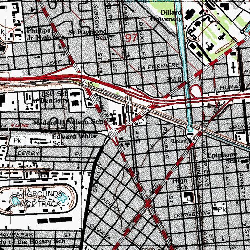 Topographic Map of Beverlys Preschool Center, LA