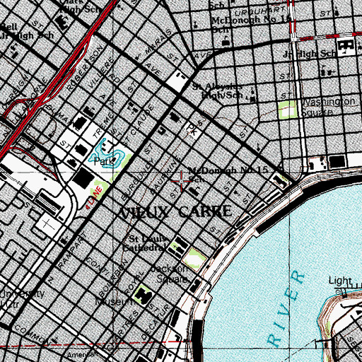 Topographic Map of Cabrini Day Care Center, LA