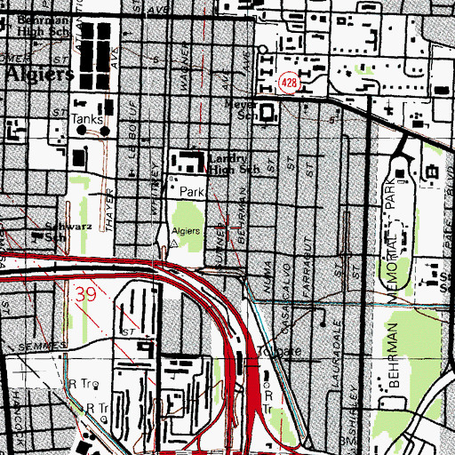 Topographic Map of Clara Little Lamb Number 2 Day Care Center, LA
