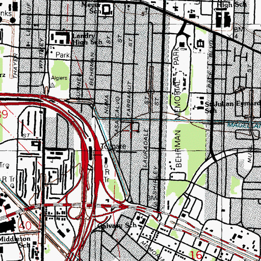 Topographic Map of Claras Little Lambs Preschool Academy Number 4, LA