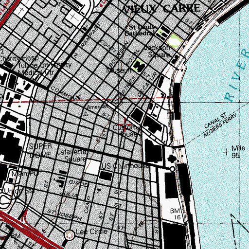 Topographic Map of Clovis A Brantley Baptist Center, LA