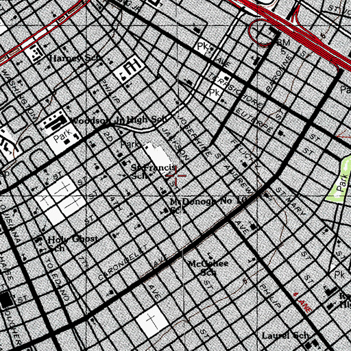 Topographic Map of Dryades YMCA, LA