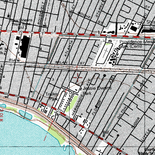 Topographic Map of East Bank Services Center, LA