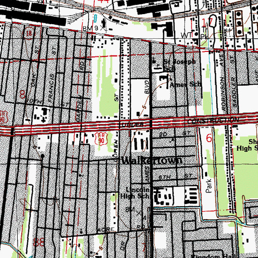 Topographic Map of Garden of Angels Day Care Center, LA