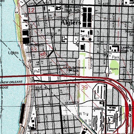 Topographic Map of Park Educational Support Center, LA