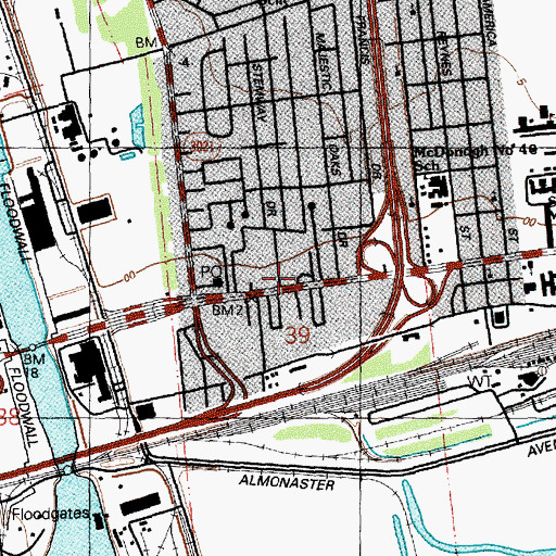 Topographic Map of Perraults Kiddy Kollege, LA