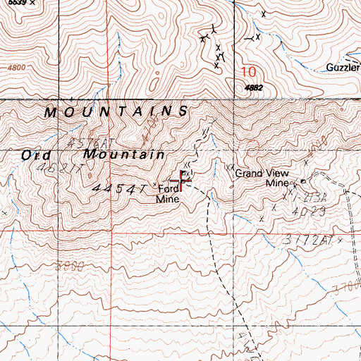 Topographic Map of Grand View Mine, CA