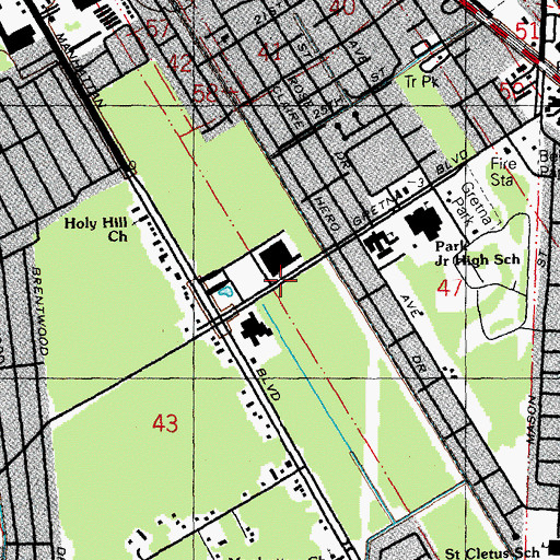 Topographic Map of Rivarde Juvenile Detention Center, LA