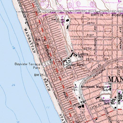 Topographic Map of Grand View Elementary School, CA
