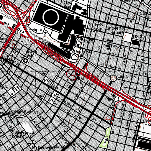 Topographic Map of Saint John The Baptist Community Center, LA