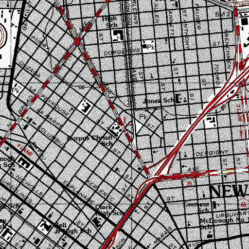 Topographic Map of Saint Vincent de Paul Corpus Christi Conference Center, LA