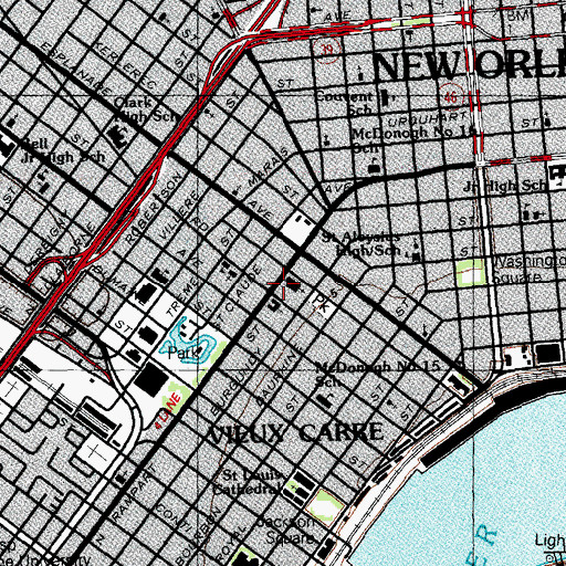 Topographic Map of School Sisters of Notre Dame Convent, LA
