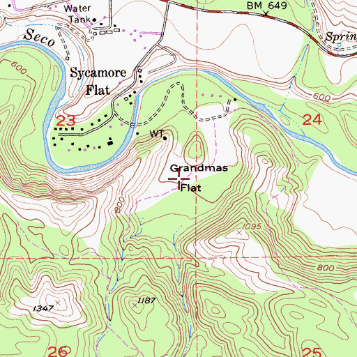 Topographic Map of Grandmas Flat, CA