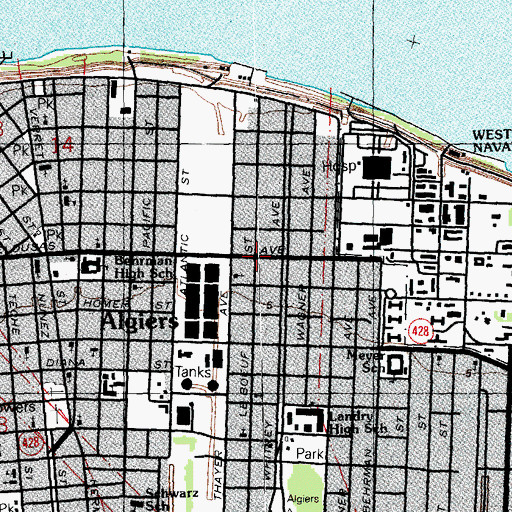 Topographic Map of Shining Star Preschool Academy and Nursery School, LA