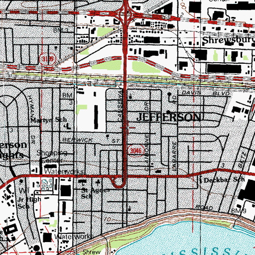 Topographic Map of Shrewco Center Day Care Center, LA