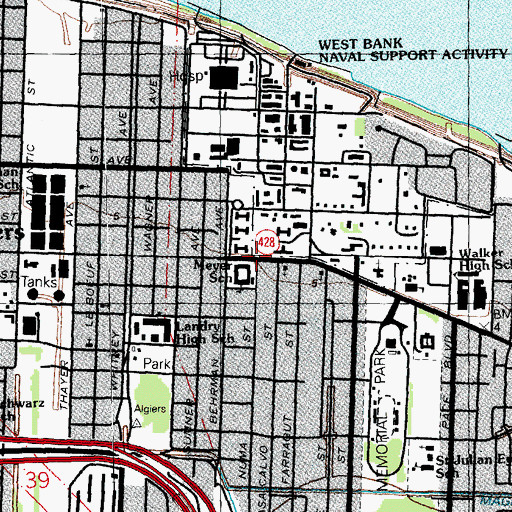Topographic Map of Teddycare Learning Center, LA