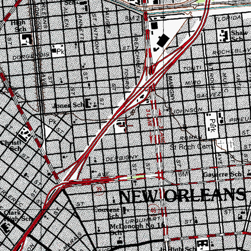 Topographic Map of Touro Educational Support Center, LA