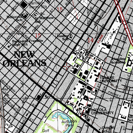 Topographic Map of Tulane Baptist Student Center, LA