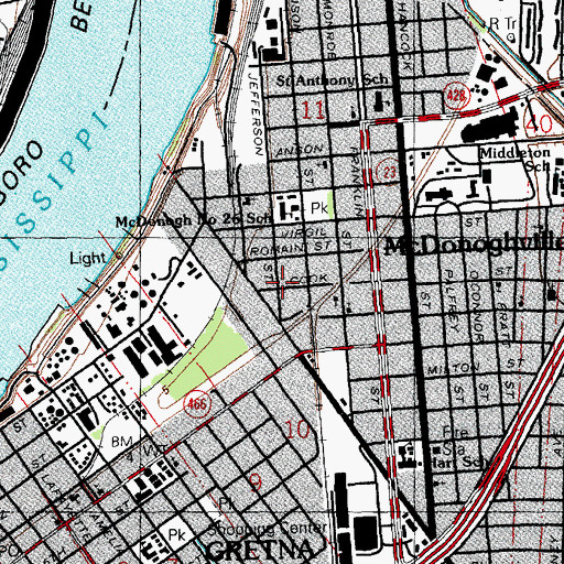 Topographic Map of Westbank Association for Retarded Children, LA
