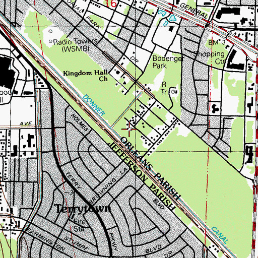 Topographic Map of Algiers Assembly of God Church, LA