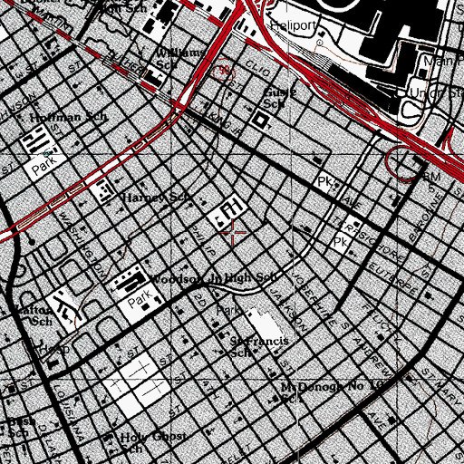 Topographic Map of Back To the Bible Christian Fellowship Church, LA
