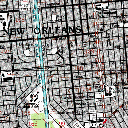 Topographic Map of Beacon Light Missionary Baptist Church, LA