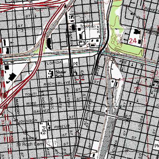 Topographic Map of Believers Full Gospel Church, LA