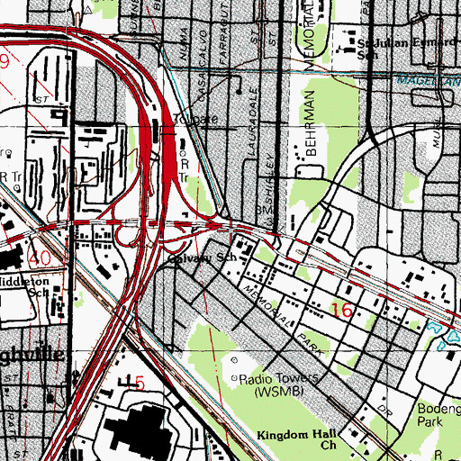 Topographic Map of Calvary Baptist Church, LA