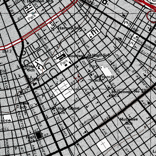 Topographic Map of Central City Christian Fellowship, LA