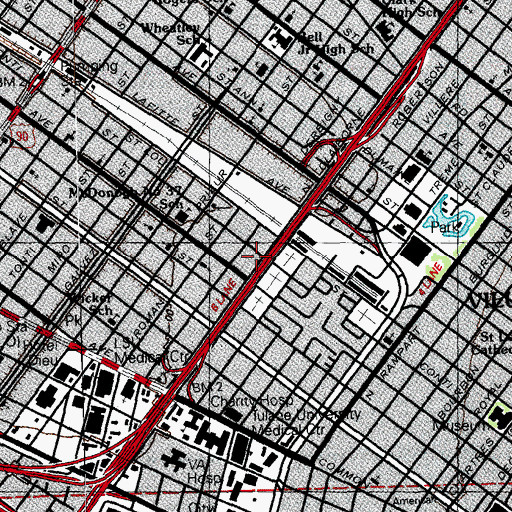 Topographic Map of Christian Unity Baptist Church, LA