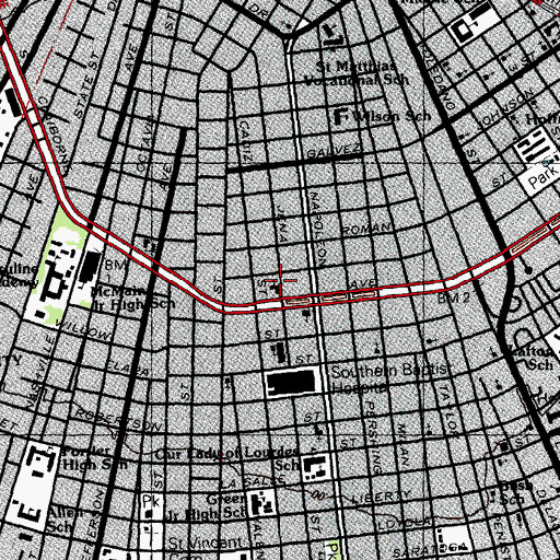 Topographic Map of Church of the Annunciation, LA