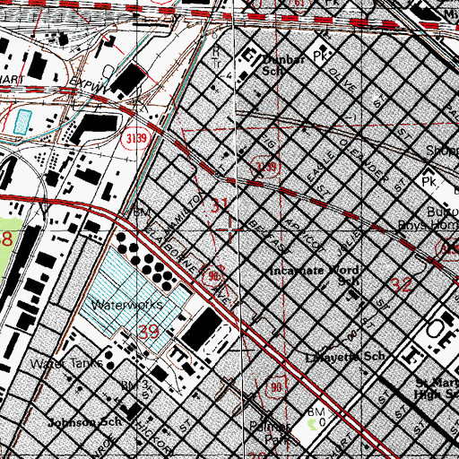 Topographic Map of Church of the Lord Jesus Christ of the Apostolic Faith, LA