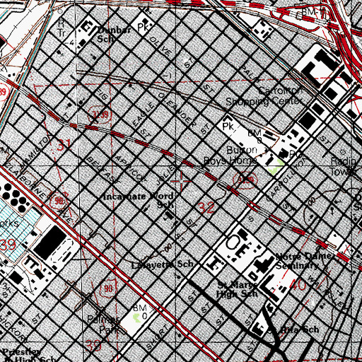 Topographic Map of Emanuel Spiritual Church, LA