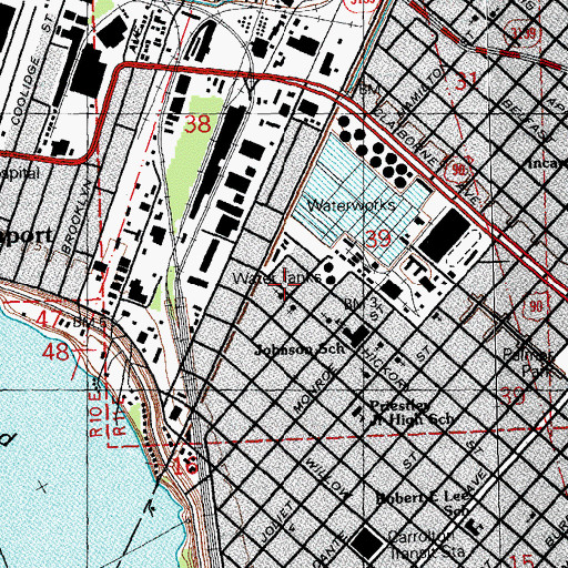 Topographic Map of Epiphany Evangelical Lutheran Church, LA